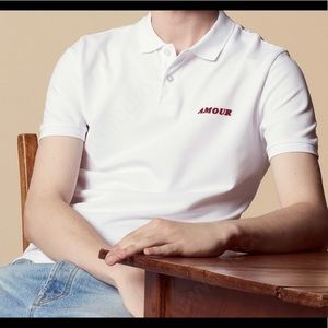 SANDRO PARIS MENS AMOUR WHITE POLO SHIRT NWT SZ M